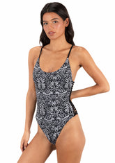 Hurley Discount | Ikat Palm Moderate One Piece - Black / Coconut