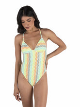 Hurley Onsale | Stripe Crochet Scrunch Moderate One Piece - Sour Apple