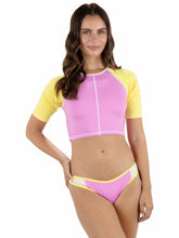 Hurley For Sale | Summer Block Crop Short Sleeve Swim Top - Aster / Mimosa
