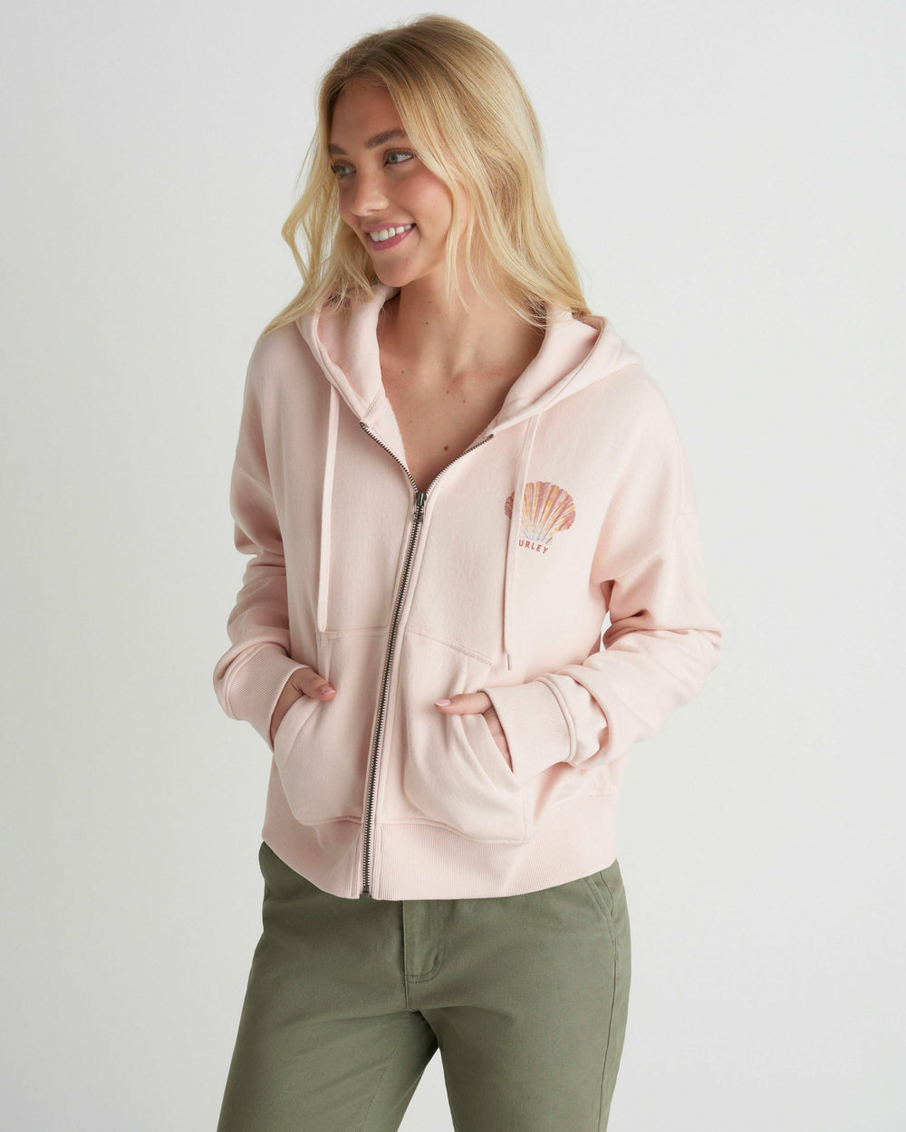 Hurley | Shell Yeah Crop Zip Hoodie - Seashell Pink