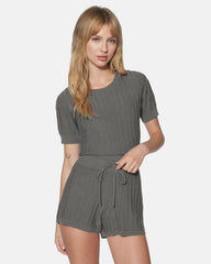 Hurley Onsale | Daylight Short Sleeve Sweater Top - Charcoal Gray