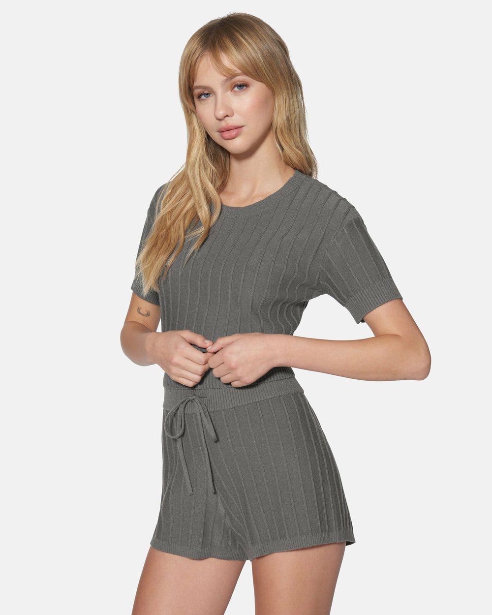 Hurley Onsale | Daylight Short Sleeve Sweater Top - Charcoal Gray