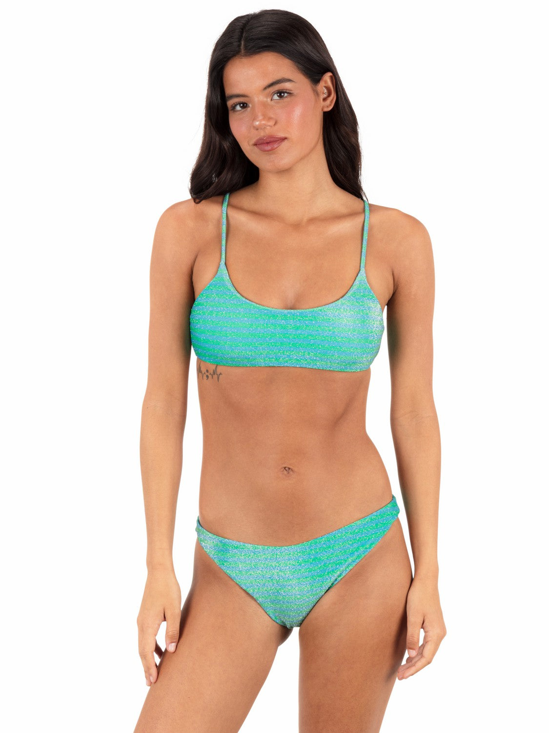 Hurley For Sale | Shine Stripe Scoop Front Bralette - Surf Blue